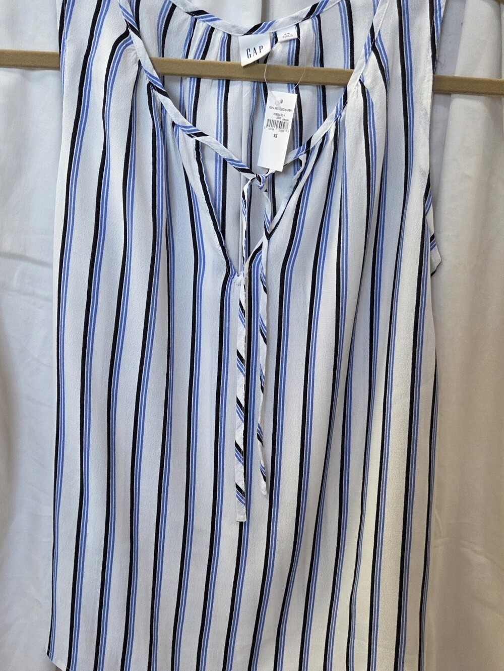 GAP Blue & White Vertical Stripe Sleeveless Tank